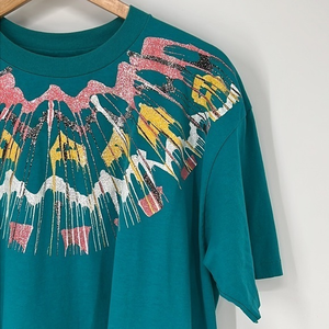 Vtg 80’s Single Stitch Glitter‎ Paint T-Shirt Teal XL